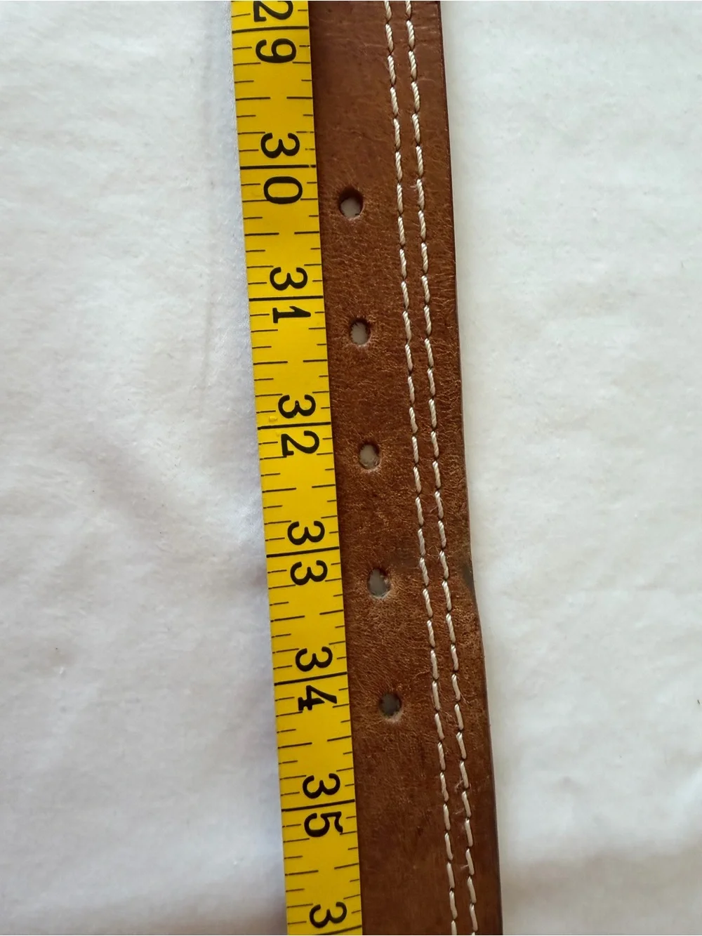 Brown Genuine Leather Belt w/ White Stitching Women’s Size Medium
